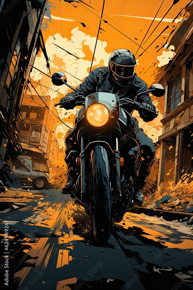 motorcycle rider poster made by generative AI