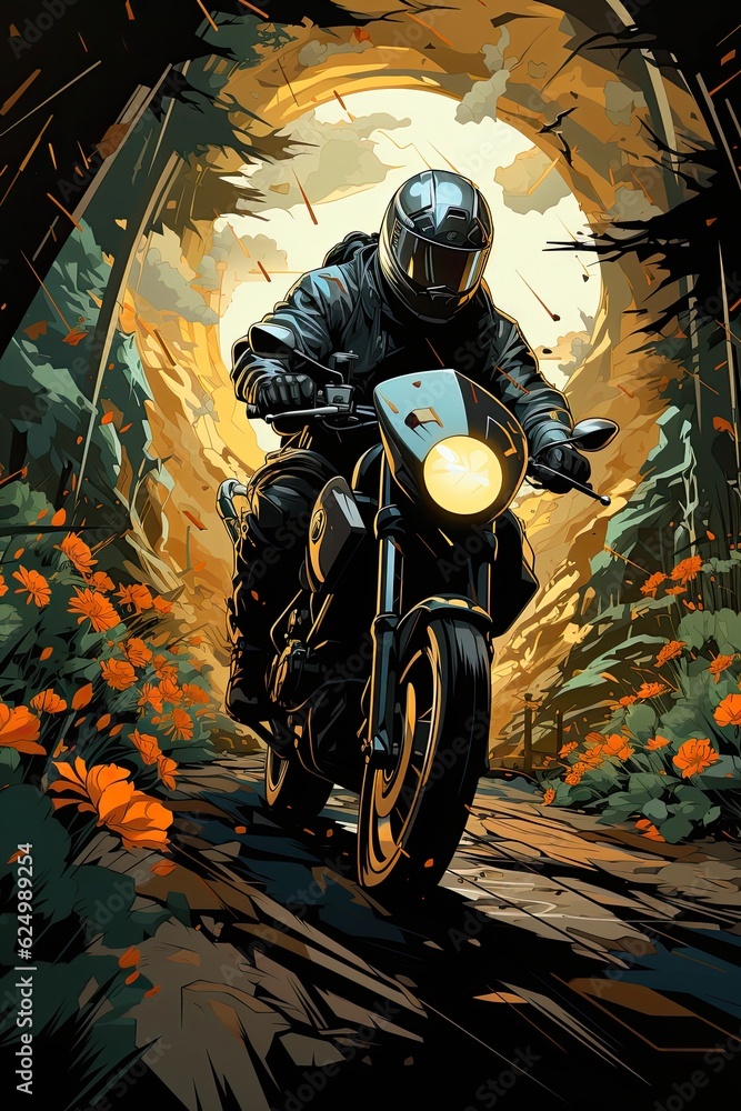 motorcycle rider poster made by generative AI