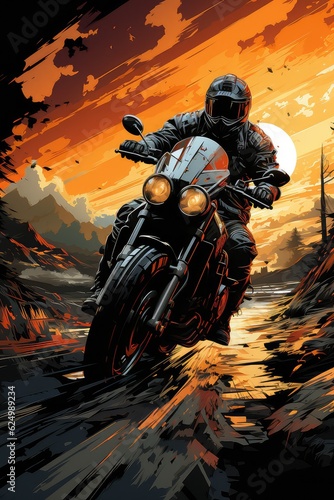 motorcycle rider poster made by generative AI