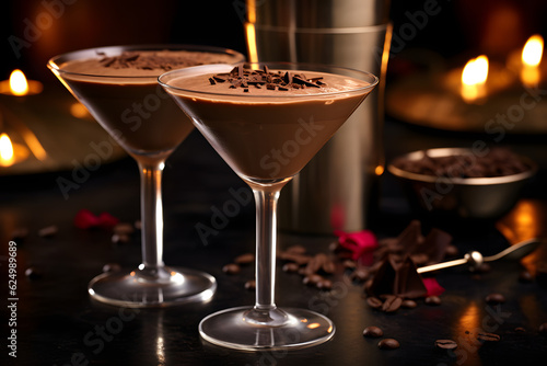Delicious chocolate martini in a glass. chocolate drink
