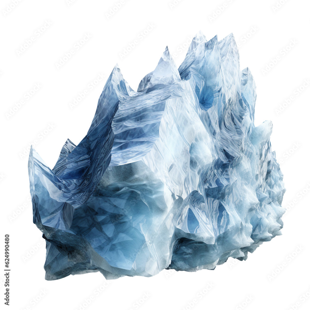 Glacier ice. isolated object, transparent background