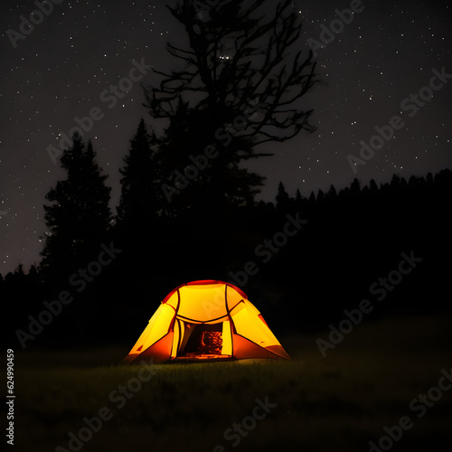 tent at night Generative AI