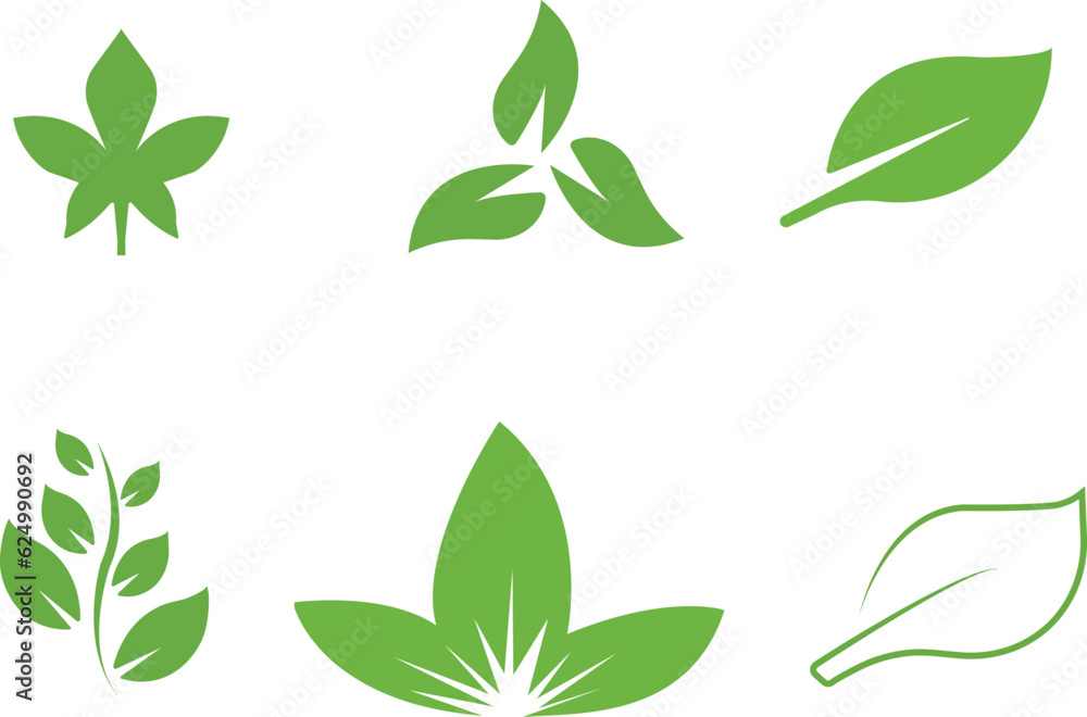 Green leaf ecology nature element vector icon, Leaf Icon. Green color. Leafs green color icon logo. Leaves on white background. Vector designer elements Decorative beauty elegant for design collection