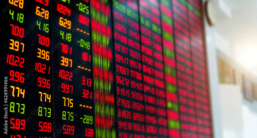Fototapeta premium Display view of stock market quotes in China