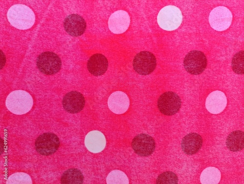 Full frame shot of pink pabric with polka dots patterns
