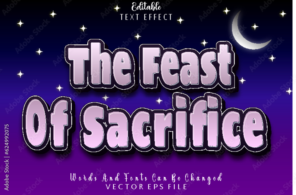 The Feast Of Sacrifice Editable Text Effect Emboss Cartoon Style