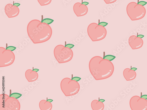 seamless pattern with peach on pink background