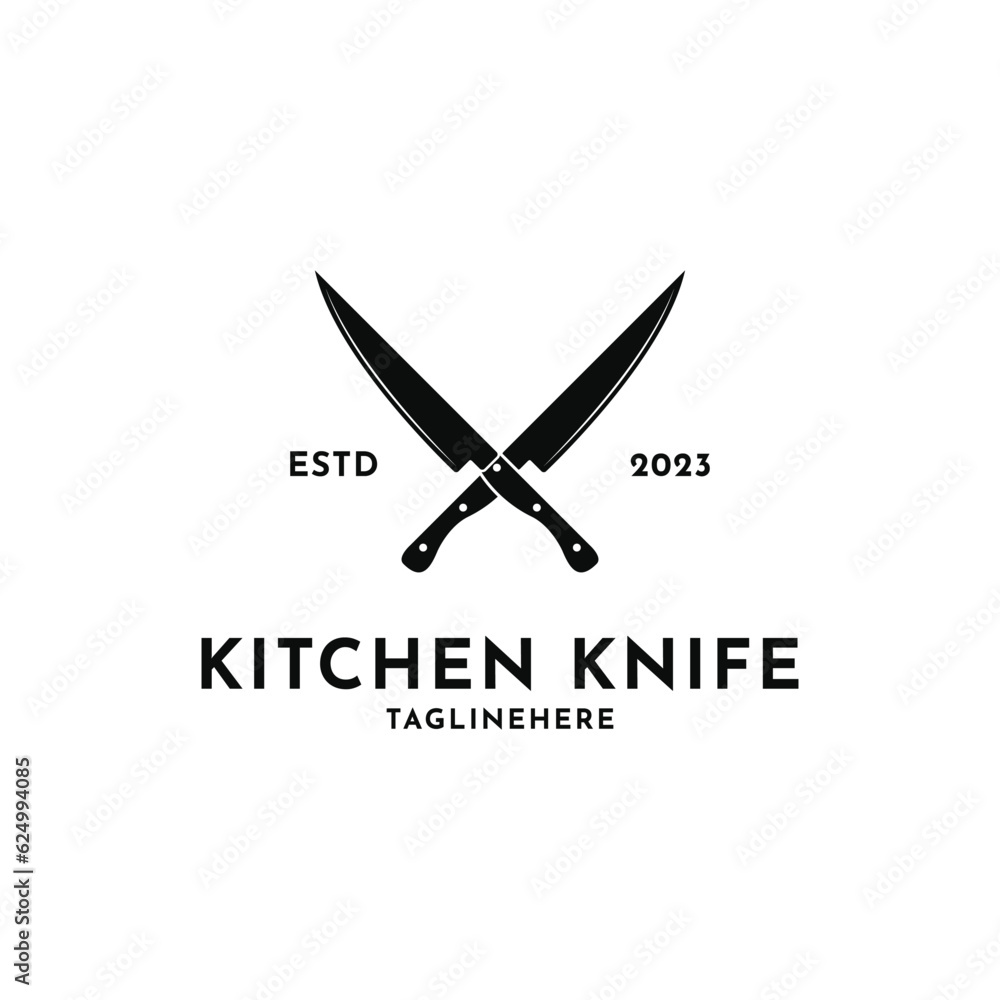 Knife crossed logo design vintage retro