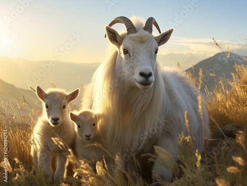 A Goat and Her Babies in Nature | Generative AI