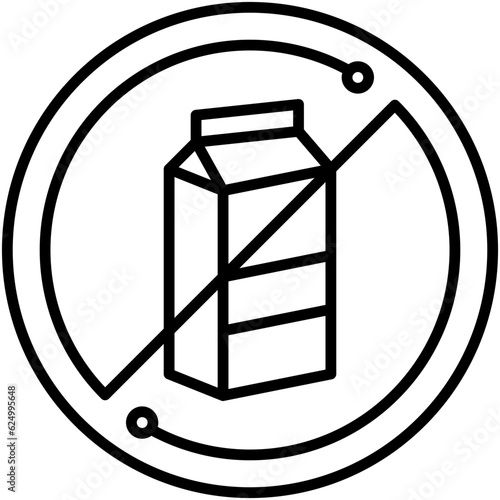 Dairy Free Icon. Non Milk Lactose Symbol Stock Illustration. Vector Line Icons For UI Web Design And Presentation
