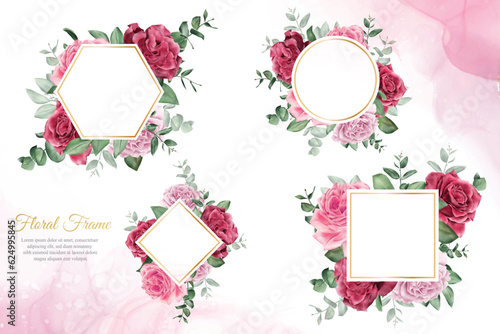 Watercolor Floral Frames Multi Purpose Template Design Collection