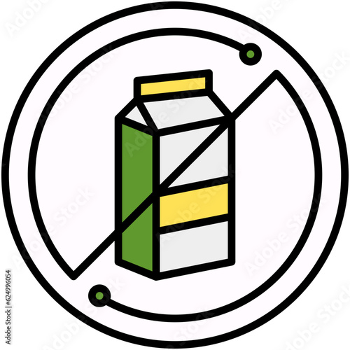 Dairy Free Icon. Non Milk Lactose Symbol Stock Illustration. Vector Filled Line Icons For UI Web Design And Presentation