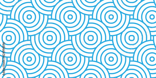 Seamless pattern with circles fabric curl backdrop. Seamless overloping pattern with waves pattern with waves and blue geomatices retro background. 