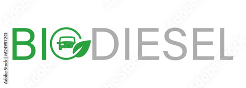 Biodiesel biofuel symbol logo car and leaf green environment eco friendly