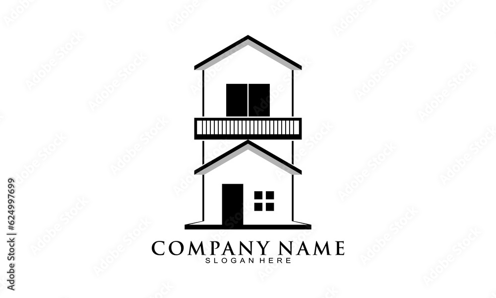 Two floor house illustration vector logo Two floor house illustration vector logo