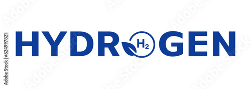 Hydrogen H2 alternative energy symbol blue text