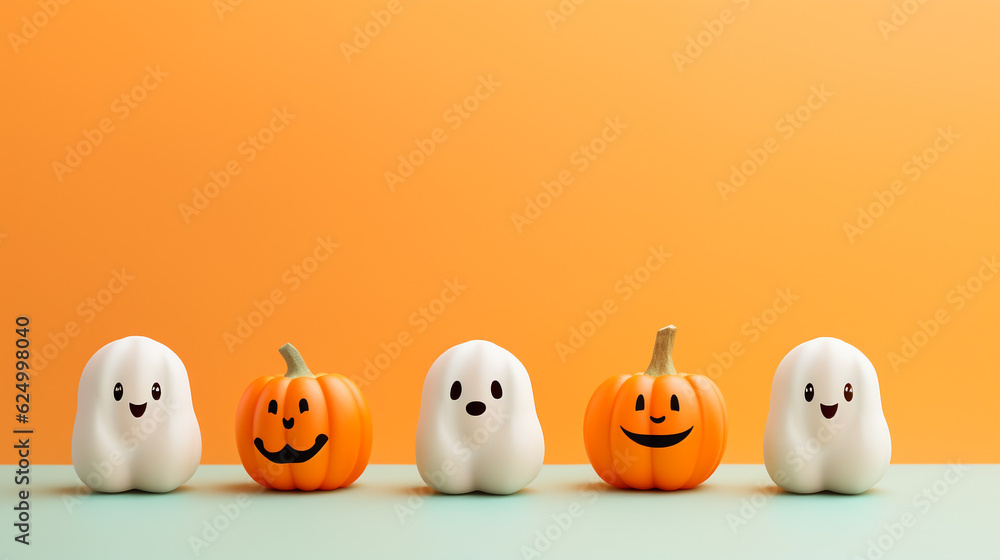 Halloween toys in the table flat lay minimalist background Halloween toys in the table flat lay minimalist background