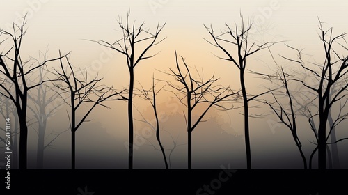 Halloween Background concept. Spooky scary tree silhouette and full moon. AI illustration..