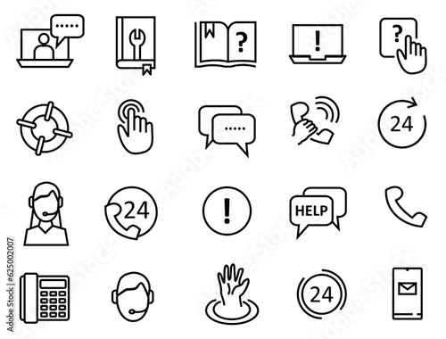Help and Support icons set. illustration vector editable file