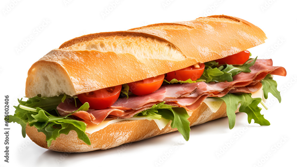 Fototapeta premium Ciabatta sandwich isolated on transparent or white background, png