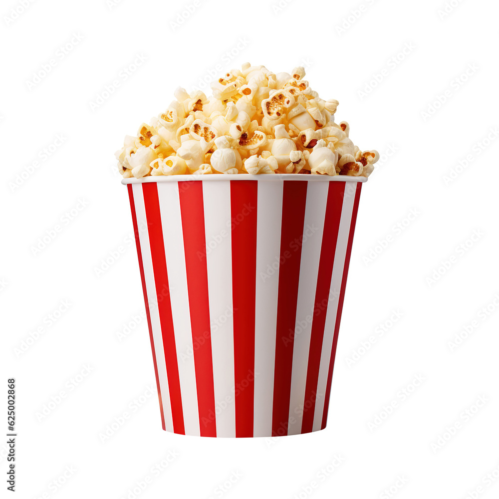 Bucket of popcorn on transparent background Remove png created with Generative AI, Clipping Path