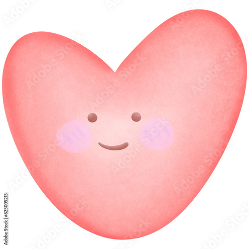 Red smiling heart isolated on transparent background