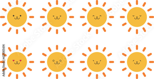 太陽の絵文字セット(顔つき)