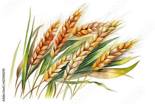 Illustration watercolor of oat, on transparent background with png file.