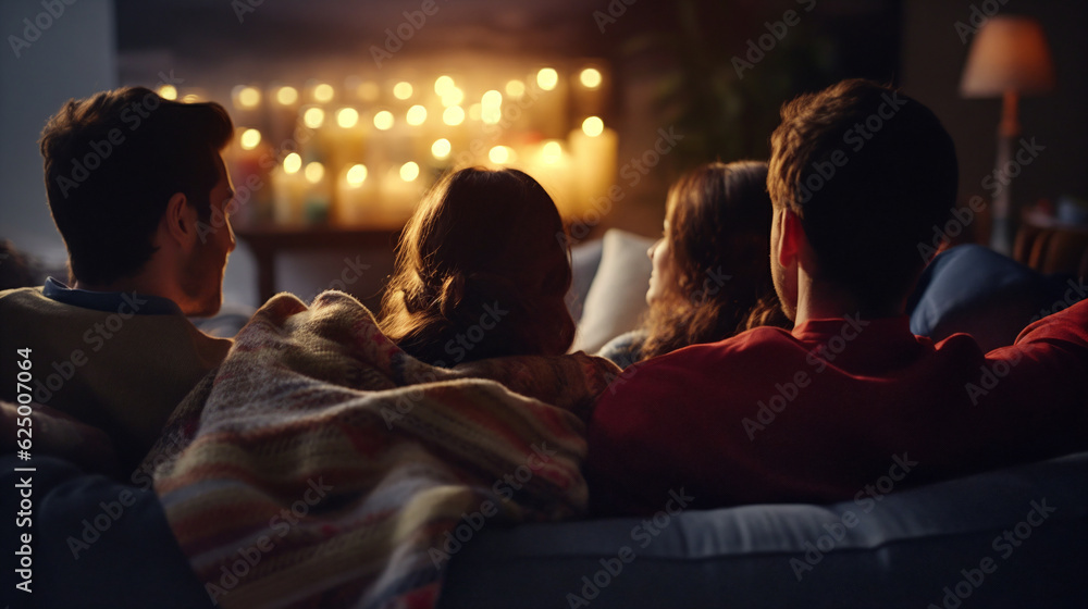 Friends watching a movie together. Generative AI Friends watching a movie together. Generative AI