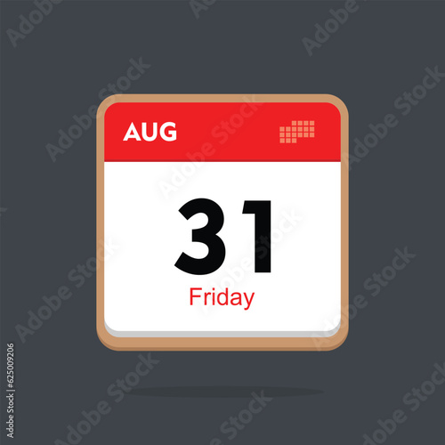 friday 31 august icon with black background, calender icon