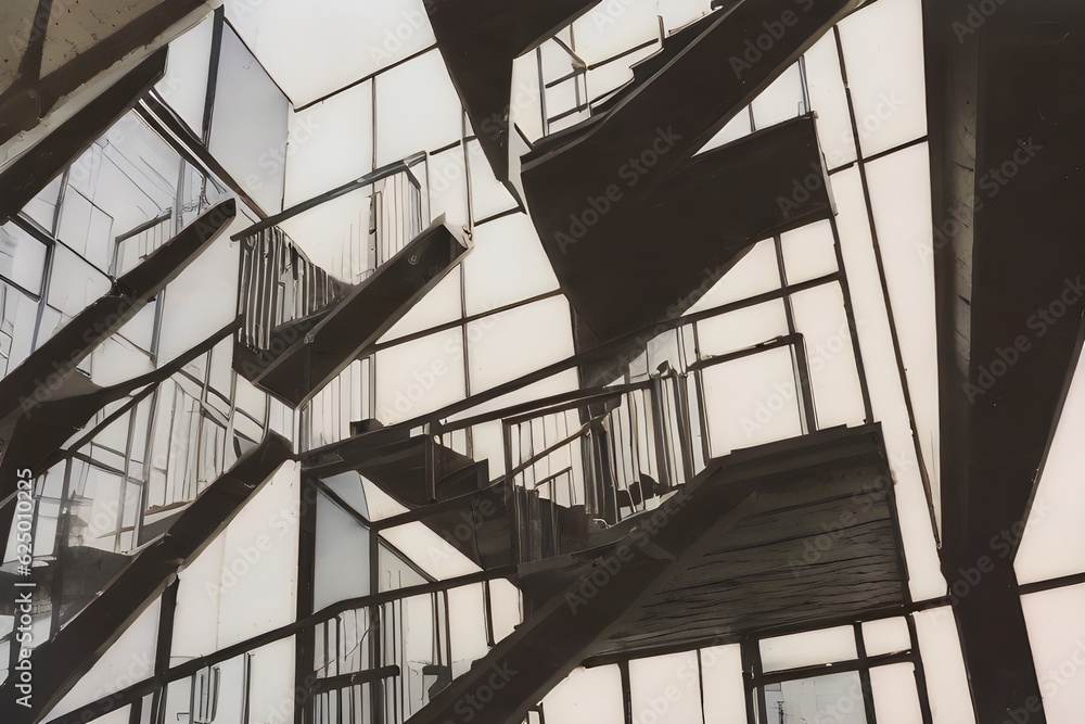 Draw stairs and buildings that look like a Möbius strip Generative AI