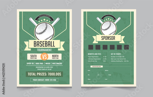 Baseball flyer design template, Double sided baseball tournament poster, vector illustration eps 10
