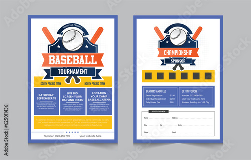 Baseball flyer design template, Double sided baseball tournament poster, vector illustration eps 10