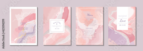 Foto Set of abstract template with pink marble