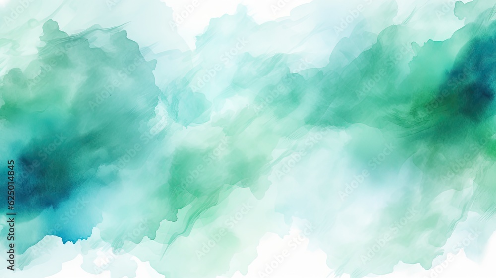 Mystical Watercolor Cloudscape: Blue Green Delight