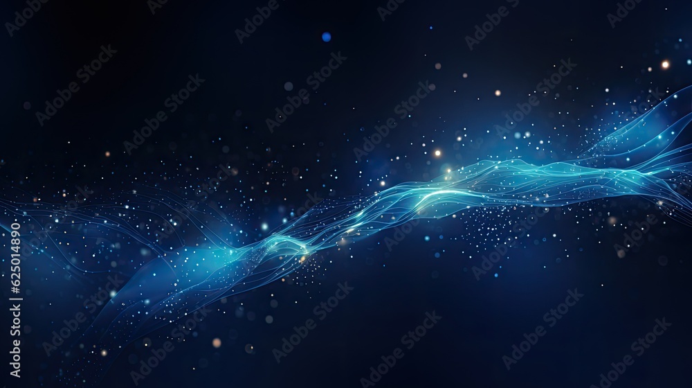 Glowing Dark Blue Particles: Abstract Background