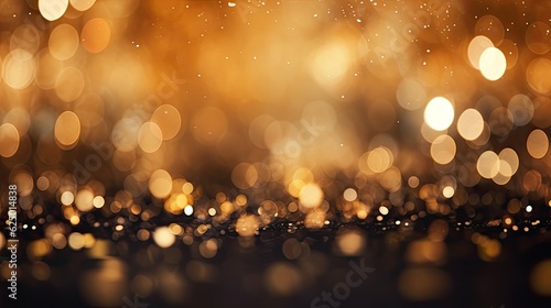 Golden Glitter Elegance: Abstract Black Banner