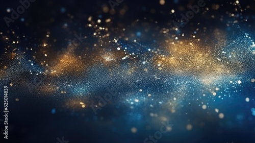 Abstract Glitter Lights  Blue  Gold  and Black Banner