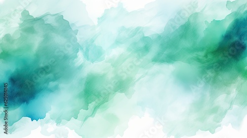 Mystical Watercolor Cloudscape  Blue Green Delight