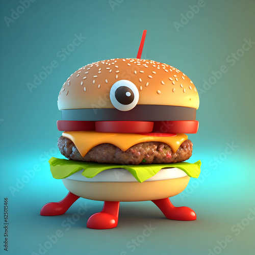 Fresh tasty burger on colorful background
