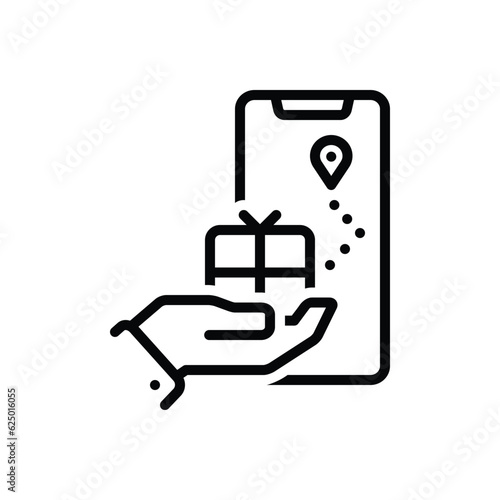 Black line icon for deliver 