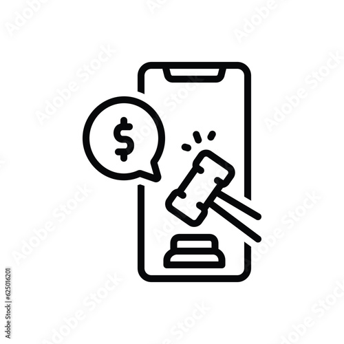 Black line icon for bid 