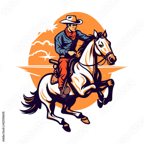 cowboy riding horse vector