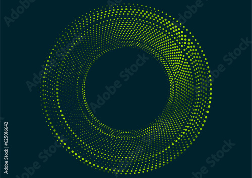 Bright green round dotted lines abstract geometric background. Vector design