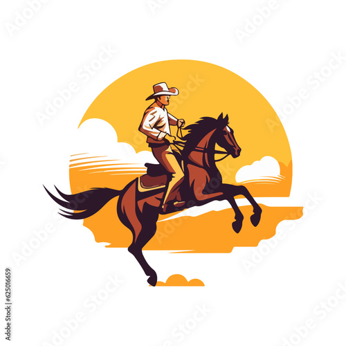 cowboy riding horse vector