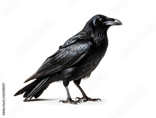 A crow is a bird of the genus Corvus. It's a large black bird with a loud. The word "crow" is used as part of the common name of many species. Generative Ai. Illustration.