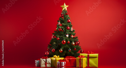 "Festive Christmas Tree with Gifts - AI-Generated
