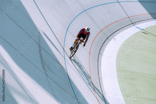 Cyclist training on the cycle track.