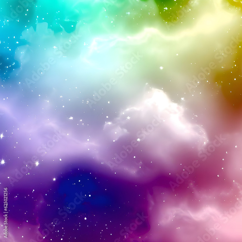 Mysterious colorful space background with galaxy and stars