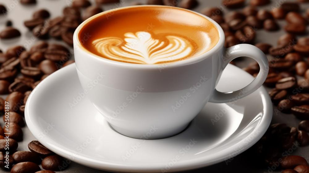 Nice Texture of Latte art on hot latte coffee